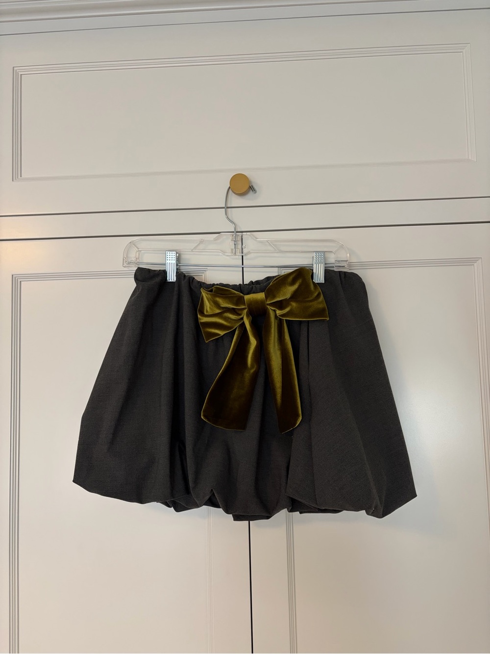 Zara Black Bubble Mini Skirt with Velvet Bow Size Large